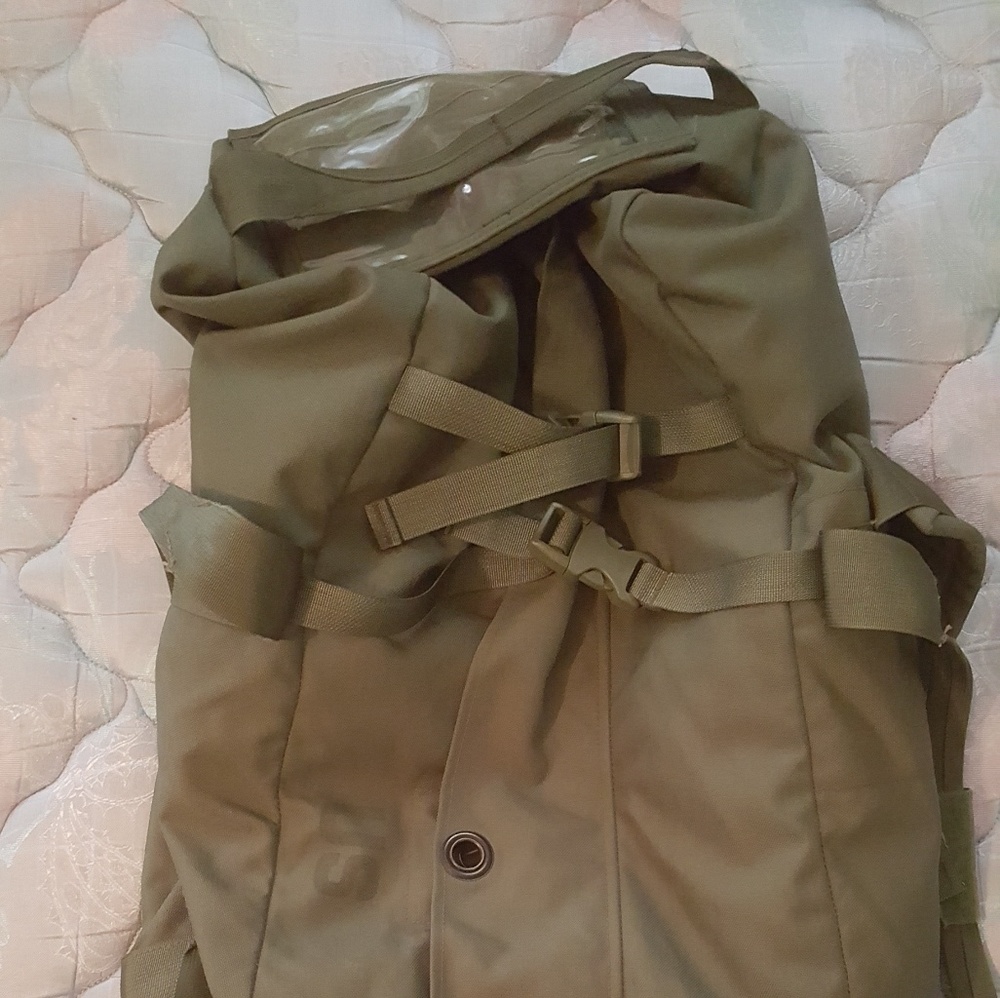 Army duffle bag, ACU top, bottom, & cap